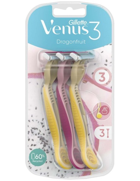 Venus3 Dragonfruit Cuchillas Depilación Desechables 3 U