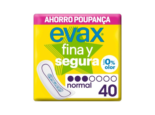 Evax Compresas Fina Y Segura Normal Sin Alas 40Uds