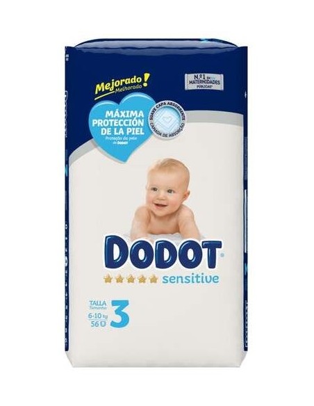 Dodot Sensitive Talla 3 Pañales 6-10 Kg 56 U