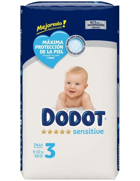 Dodot Sensitive Talla 3 Pañales 6-10 Kg 56 U