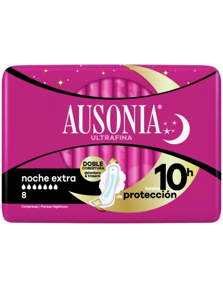 Ausonia Ultrafina Compresas Noche Extra Alas 8Uds