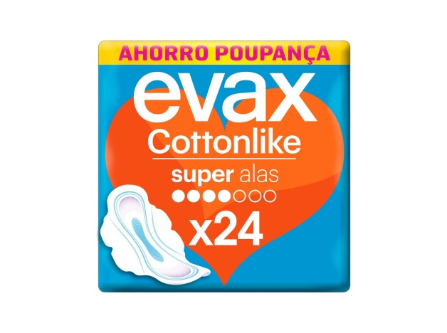 Evax Cottonlike Compresas Super Alas 24Uds