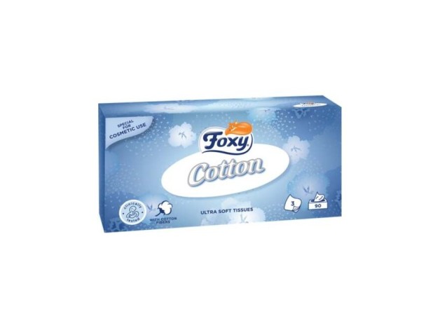 Foxy Pañuelos Faciales Cotton Ultra Suaves 90Uds