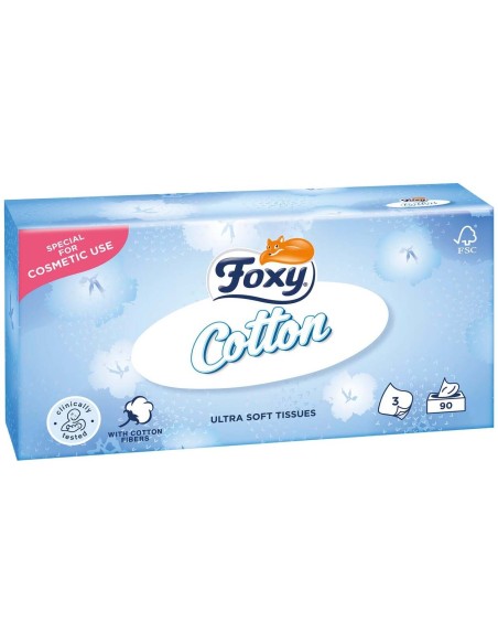 Foxy Pañuelos Faciales Cotton Ultra Suaves 90Uds