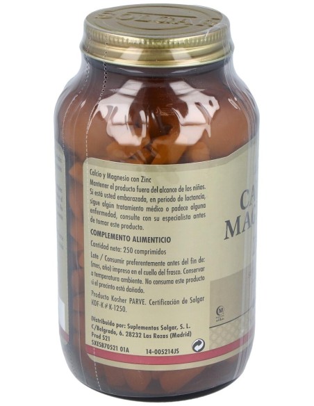 Solgar Calcio Magne Plus Zinc 250Comprimidos