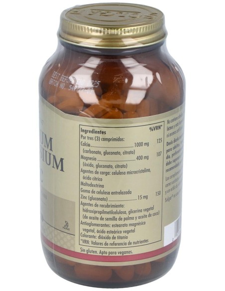 Solgar Calcio Magne Plus Zinc 250Comprimidos