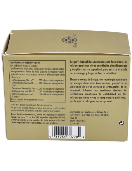 Solgar Acidophilus Plus Avanzado 120C