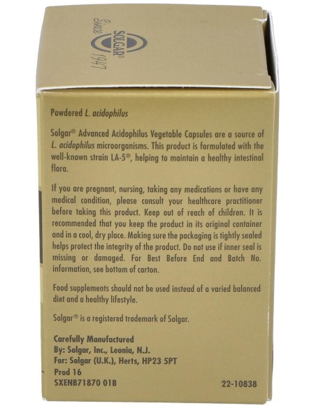 Solgar Acidophilus Avanzado 50Cap