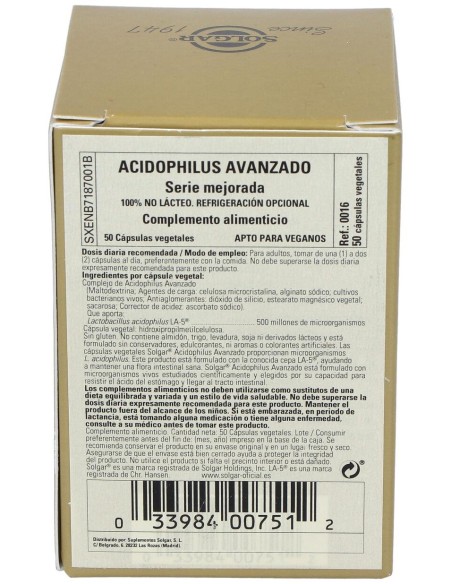 Solgar Acidophilus Avanzado 50Cap
