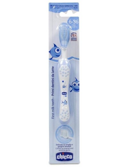 Chicco Cepillo De Dientes De Cerdas Suaves 6M+ Azul, 1 Ud
