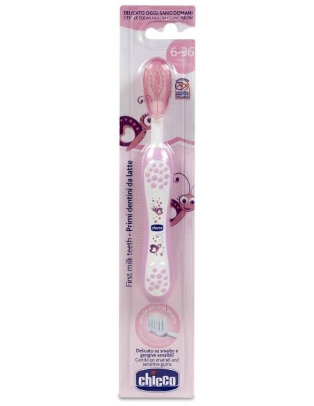 Chicco Cepillo De Dientes De Cerdas Suaves 6M+ Rosa, 1 Ud