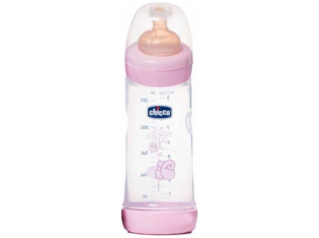 Chicco Biberón Rosa Tetina Silicona Flujo Medio...