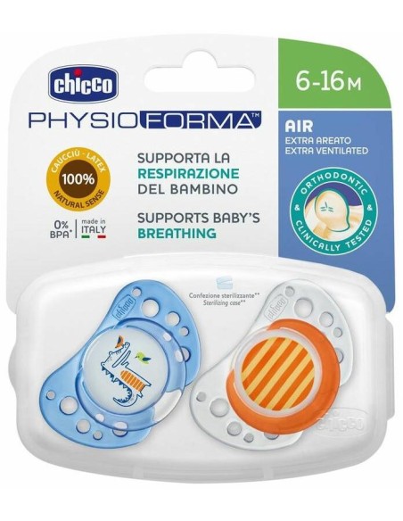 Chicco Chupete Physio Air Látex 6-12 Meses Azul, 2 Uds