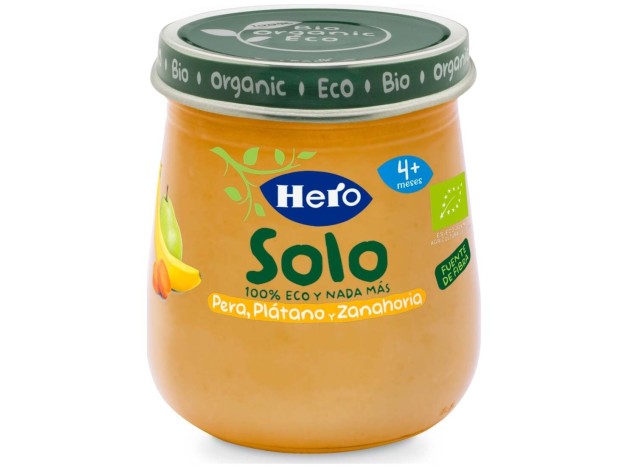 Hero Baby Solo Pera, Plátano Y Zanahoria, 120 G