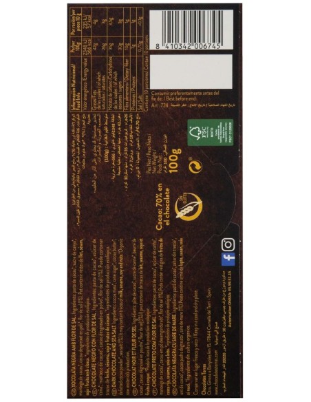 Chocolate Negro 70% Con Flor De Sal 100G Bio Sg