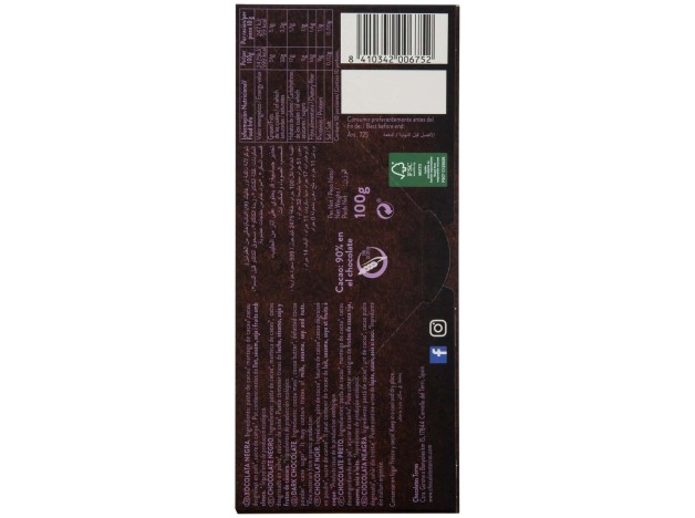 Chocolate Negro 90% Criollo Forastero 100G Bio Sg