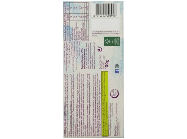 Chocolate Negro 79% Criollo Forastero 100G Bio S/A