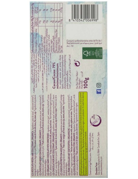 Chocolate Negro 79% Criollo Forastero 100G Bio S/A