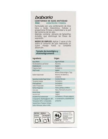 Babaria Aloe Vera Contorno De Ojos 15Ml