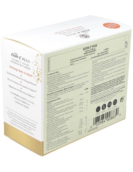Ester-C Plus Vitamina C Polvo Efervescente 21 Unidades