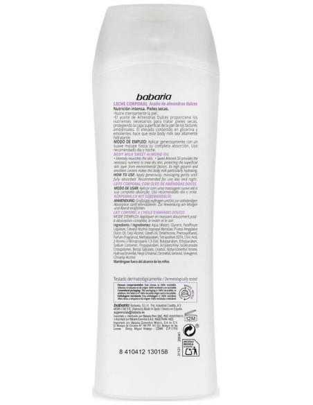 Aceite Almendras Body Milk Piel Seca 400 Ml