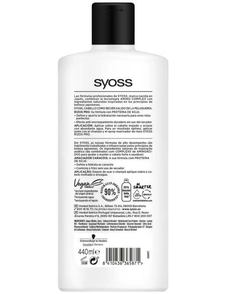 Syoss Rizos Pro Acondicionador Cabello Ondas O Rizos 440Ml