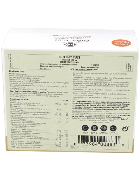 Ester-C Plus Vitamina C Polvo Efervescente 21 Unidades