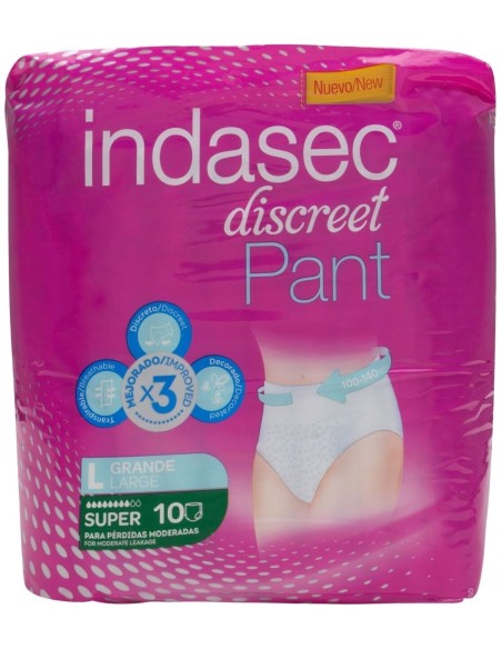 Indasec Discreet Pant Super Talla Grande, 10 Uds