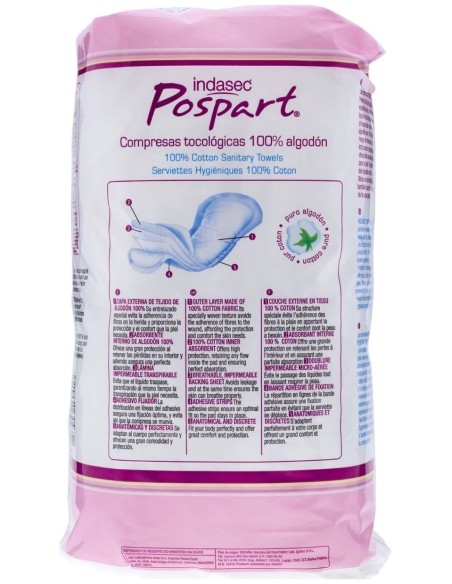 Indasec Pospart Compresas Primeros Días, 12 Uds