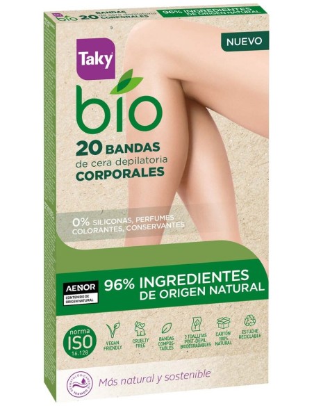 Bio Natural 0% Bandas De Cera Corporales Depilatorias 20 U