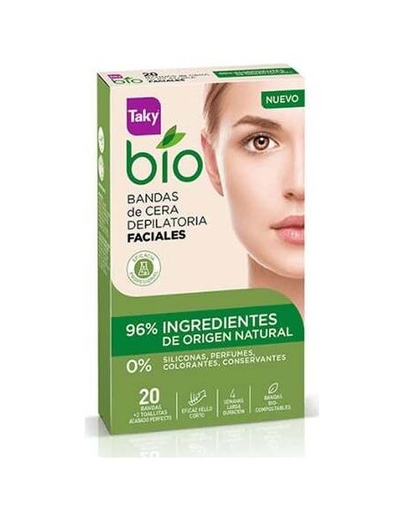 Taky Bio Natural 0% Bandas De Cera Faciales Depilatorias 20Uds