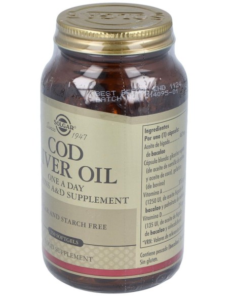 Aceite Higado De Bacalao (Uno Al Dia)250Cap.Blanda