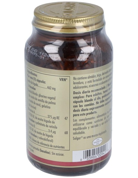 Aceite Higado De Bacalao (Uno Al Dia)250Cap.Blanda