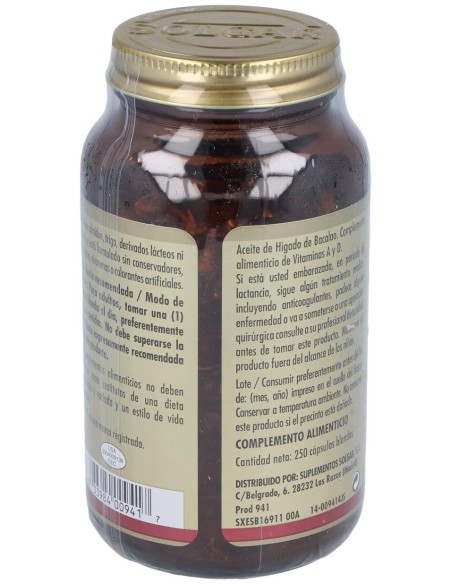 Aceite Higado De Bacalao (Uno Al Dia)250Cap.Blanda