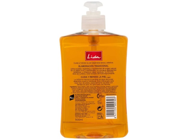 Lida Jabón 100% Natural Manos Glicerina 500Ml