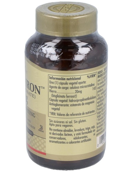 Solgar Hierro Gentle 20Mg Hierro Bisglicinato 180Vcaps