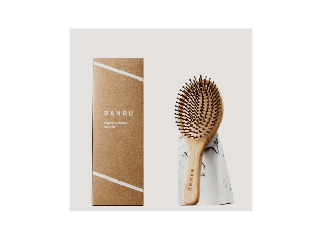 Banbu Cepillo De Bambu Y Caucho Natural Redondo.