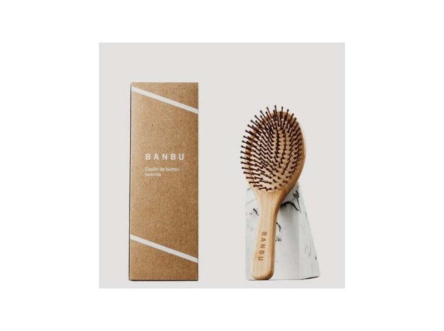 Banbu Cepillo De Bambu Y Caucho Natural Redondo.