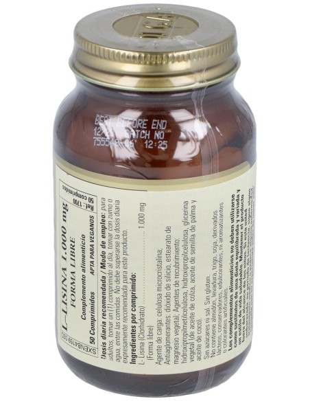 L-Lisina 1000 Μg 50 Comprimidos