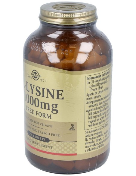 Solgar L-Lisina 1000Mg Forma Libre 250Comp