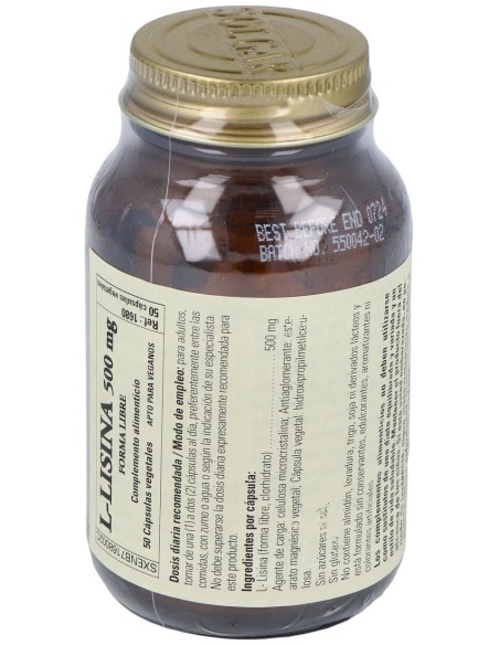 L-Lisina 500Mg. 50Vegicaps