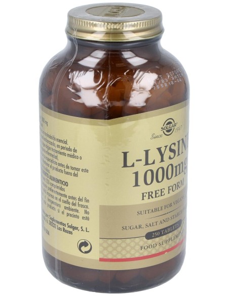 Solgar L-Lisina 1000Mg Forma Libre 250Comp