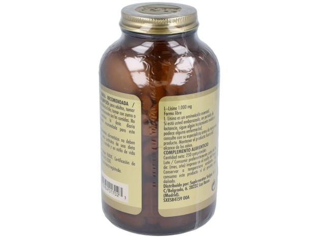 Solgar L-Lisina 1000Mg Forma Libre 250Comp