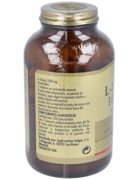 Solgar L-Lisina 1000Mg Forma Libre 250Comp