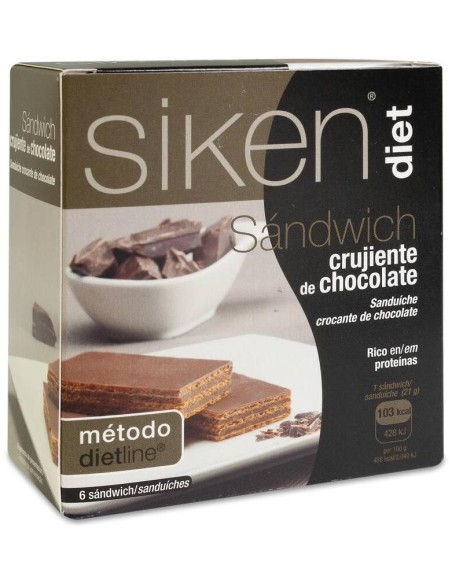 Siken Diet Sandwich Crujiente Chocolate, 6 Uds