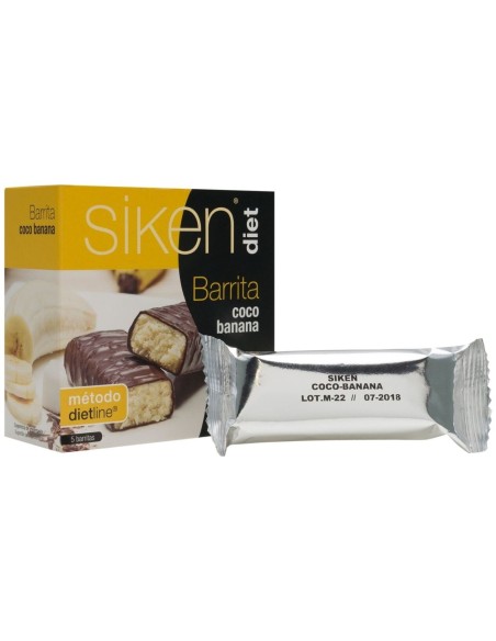 Siken Diet Barrita De Coco Con Banana, 5 Uds