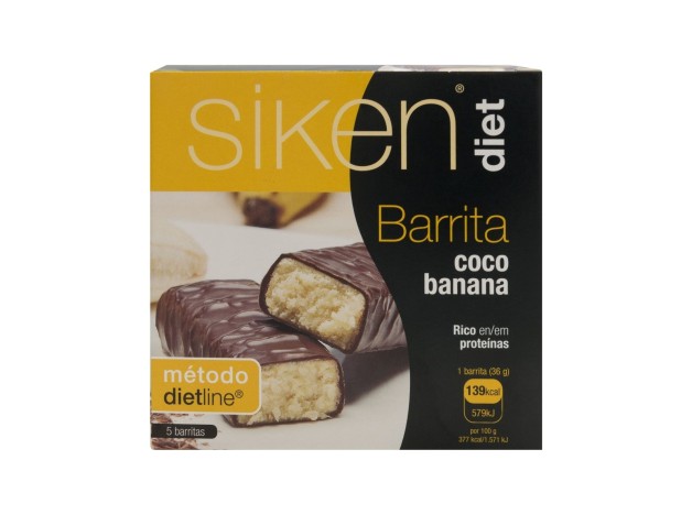 Siken Diet Barrita De Coco Con Banana, 5 Uds