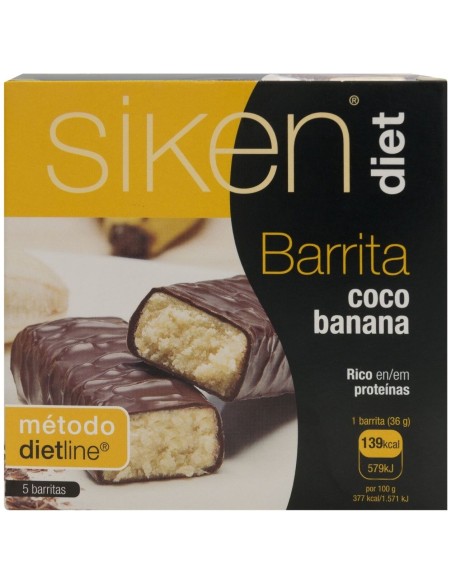 Siken Diet Barrita De Coco Con Banana, 5 Uds