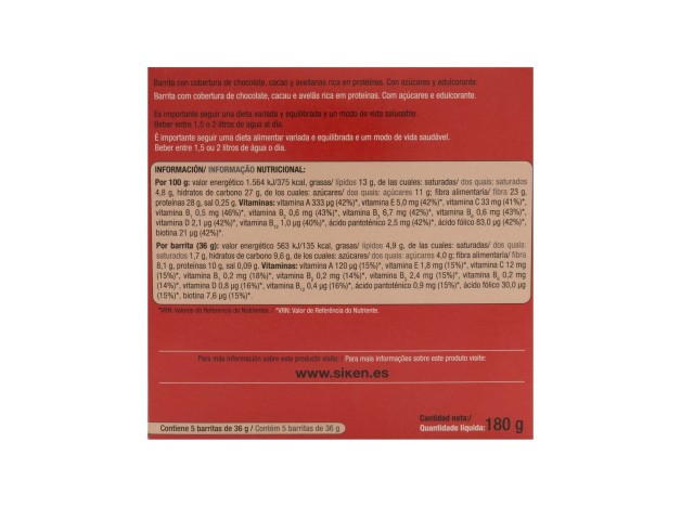 Siken Diet Barritas Crema Chocolate, 5 Uds