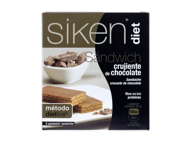 Siken Diet Sandwich Crujiente Chocolate, 6 Uds
